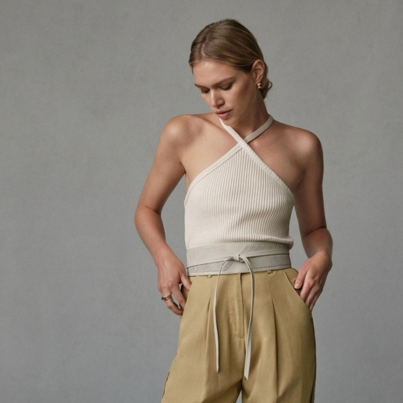 NWT B-Low The Belt Genuine Leather Kai Wrap Belt In Nude Beige OS Neutral Woven - Picture 2 of 9